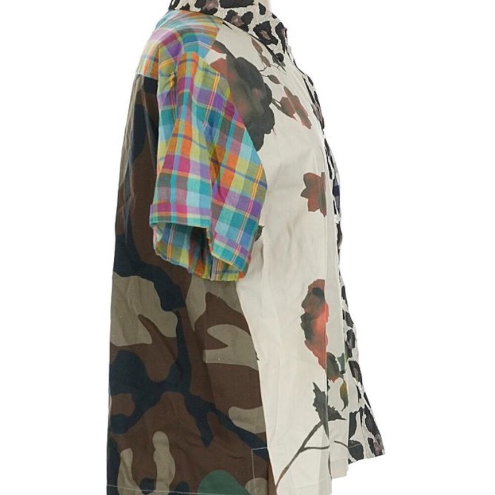 SEMICOUTURE Clarisse Patchwork Mixed Print Shirt Eclectic Italian Designer M 44 - Picture 3 of 15